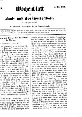 Wochenblatt für Land- und Forstwirthschaft Samstag 3. Mai 1856