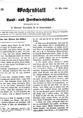 Wochenblatt für Land- und Forstwirthschaft Samstag 10. Mai 1856