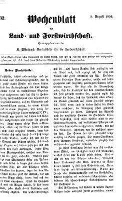 Wochenblatt für Land- und Forstwirthschaft Samstag 9. August 1856