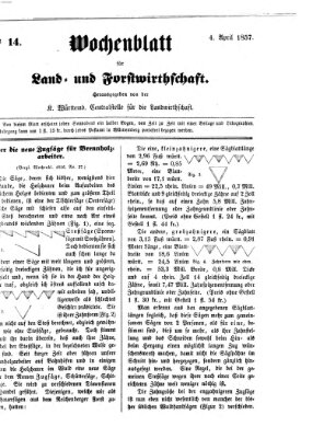 Wochenblatt für Land- und Forstwirthschaft Samstag 4. April 1857