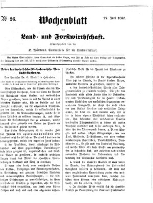 Wochenblatt für Land- und Forstwirthschaft Samstag 27. Juni 1857