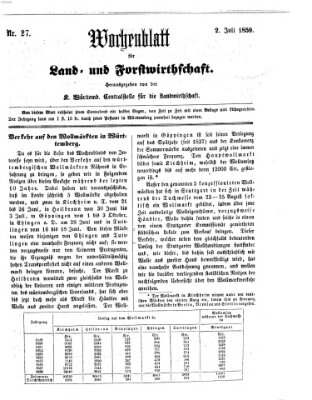 Wochenblatt für Land- und Forstwirthschaft Samstag 2. Juli 1859