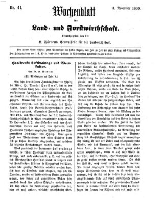 Wochenblatt für Land- und Forstwirthschaft Samstag 3. November 1860