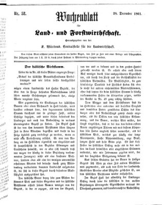 Wochenblatt für Land- und Forstwirthschaft Samstag 28. Dezember 1861
