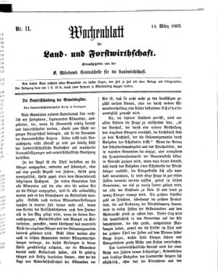 Wochenblatt für Land- und Forstwirthschaft Samstag 14. März 1863