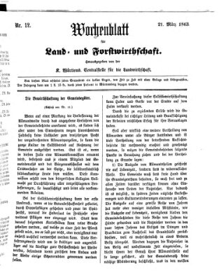 Wochenblatt für Land- und Forstwirthschaft Samstag 21. März 1863