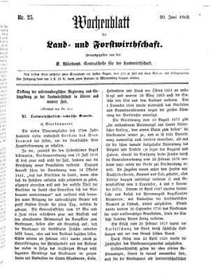 Wochenblatt für Land- und Forstwirthschaft Samstag 20. Juni 1863