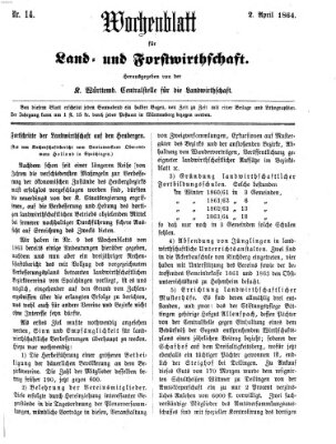 Wochenblatt für Land- und Forstwirthschaft Samstag 2. April 1864