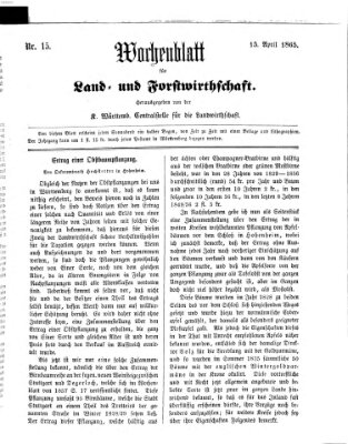 Wochenblatt für Land- und Forstwirthschaft Samstag 15. April 1865