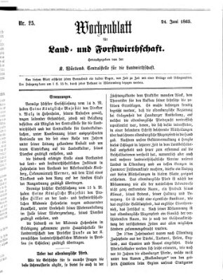 Wochenblatt für Land- und Forstwirthschaft Samstag 24. Juni 1865