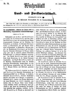 Wochenblatt für Land- und Forstwirthschaft Samstag 16. Juni 1866
