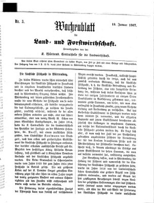 Wochenblatt für Land- und Forstwirthschaft Samstag 19. Januar 1867