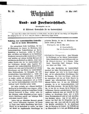 Wochenblatt für Land- und Forstwirthschaft Samstag 18. Mai 1867