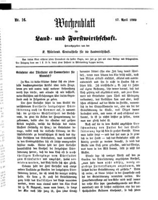 Wochenblatt für Land- und Forstwirthschaft Samstag 17. April 1869