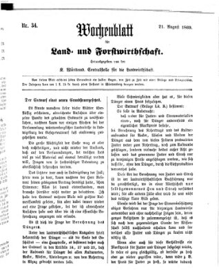 Wochenblatt für Land- und Forstwirthschaft Samstag 21. August 1869