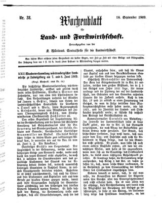 Wochenblatt für Land- und Forstwirthschaft Samstag 18. September 1869