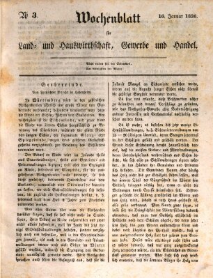 Wochenblatt für Land- und Hauswirthschaft, Gewerbe und Handel (Wochenblatt für Land- und Forstwirthschaft) Samstag 16. Januar 1836