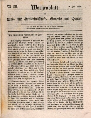 Wochenblatt für Land- und Hauswirthschaft, Gewerbe und Handel (Wochenblatt für Land- und Forstwirthschaft) Samstag 9. Juli 1836