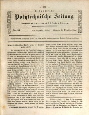 Allgemeine polytechnische Zeitung (Allgemeine Handlungs-Zeitung) Donnerstag 31. Dezember 1835