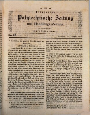 Allgemeine polytechnische Zeitung und Handlungs-Zeitung (Allgemeine Handlungs-Zeitung) Donnerstag 27. Dezember 1838