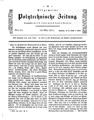Allgemeine polytechnische Zeitung (Allgemeine Handlungs-Zeitung) Donnerstag 16. März 1837