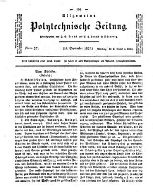 Allgemeine polytechnische Zeitung (Allgemeine Handlungs-Zeitung) Donnerstag 14. September 1837