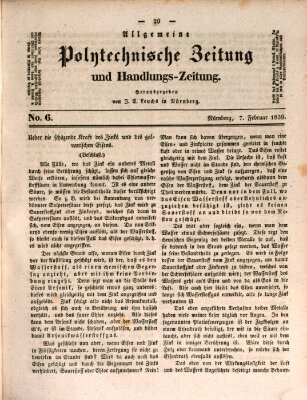 Allgemeine polytechnische Zeitung und Handlungs-Zeitung (Allgemeine Handlungs-Zeitung) Donnerstag 7. Februar 1839