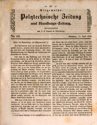 Allgemeine polytechnische Zeitung und Handlungs-Zeitung (Allgemeine Handlungs-Zeitung) Donnerstag 11. April 1839