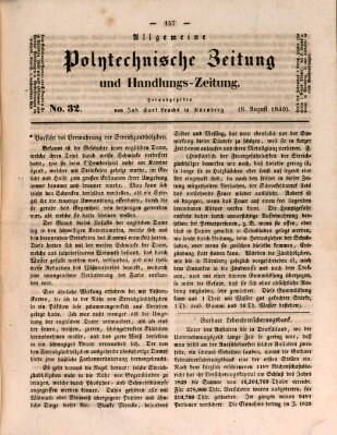 Allgemeine polytechnische Zeitung und Handlungs-Zeitung (Allgemeine Handlungs-Zeitung) Donnerstag 6. August 1840
