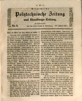 Allgemeine polytechnische Zeitung und Handlungs-Zeitung (Allgemeine Handlungs-Zeitung) Donnerstag 14. Januar 1847