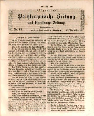 Allgemeine polytechnische Zeitung und Handlungs-Zeitung (Allgemeine Handlungs-Zeitung) Donnerstag 23. März 1848