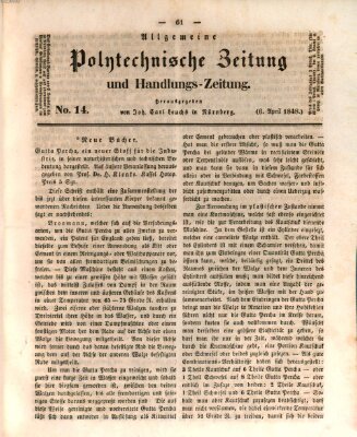 Allgemeine polytechnische Zeitung und Handlungs-Zeitung (Allgemeine Handlungs-Zeitung) Donnerstag 6. April 1848
