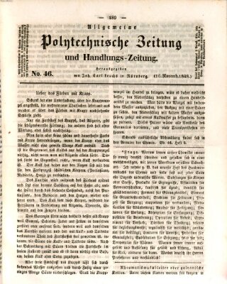 Allgemeine polytechnische Zeitung und Handlungs-Zeitung (Allgemeine Handlungs-Zeitung) Donnerstag 16. November 1848