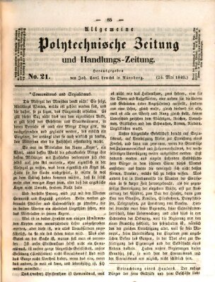 Allgemeine polytechnische Zeitung und Handlungs-Zeitung (Allgemeine Handlungs-Zeitung) Donnerstag 24. Mai 1849