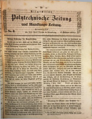 Allgemeine polytechnische Zeitung und Handlungs-Zeitung (Allgemeine Handlungs-Zeitung) Donnerstag 7. Februar 1850