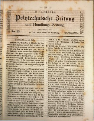 Allgemeine polytechnische Zeitung und Handlungs-Zeitung (Allgemeine Handlungs-Zeitung) Donnerstag 28. März 1850