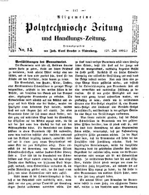 Allgemeine polytechnische Zeitung und Handlungs-Zeitung (Allgemeine Handlungs-Zeitung) Donnerstag 29. Juli 1852