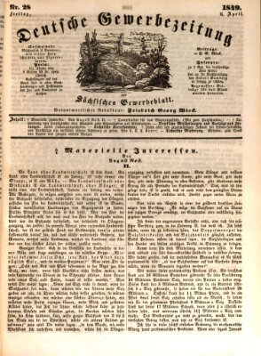 Deutsche Gewerbezeitung und Sächsisches Gewerbe-Blatt Freitag 6. April 1849
