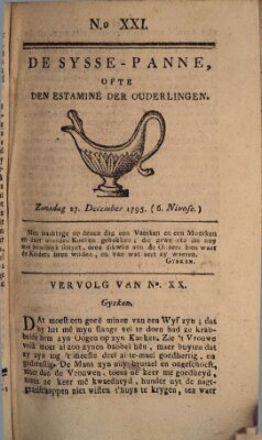 De sysse-panne ofte den estaminé der ouderlingen Sonntag 27. Dezember 1795