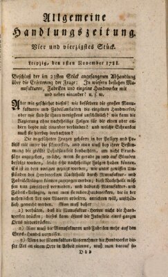 Allgemeine Handlungszeitung Samstag 1. November 1788