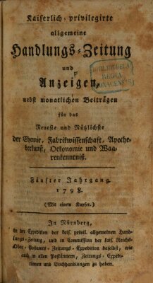 Kaiserlich-privilegirte allgemeine Handlungs-Zeitung und Anzeigen (Allgemeine Handlungs-Zeitung) Mittwoch 3. Januar 1798