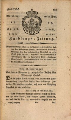 Kaiserlich-privilegirte allgemeine Handlungs-Zeitung und Anzeigen (Allgemeine Handlungs-Zeitung) Donnerstag 22. September 1803
