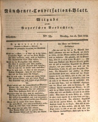 Münchener Conversations-Blatt (Bayer'scher Beobachter) Dienstag 16. Juni 1829