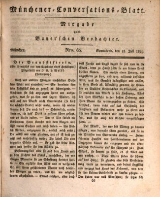 Münchener Conversations-Blatt (Bayer'scher Beobachter) Samstag 18. Juli 1829