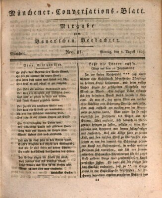 Münchener Conversations-Blatt (Bayer'scher Beobachter) Montag 3. August 1829