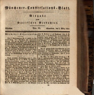 Münchener Conversations-Blatt (Bayer'scher Beobachter) Samstag 6. März 1830