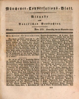 Münchener Conversations-Blatt (Bayer'scher Beobachter) Donnerstag 30. September 1830