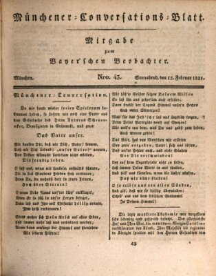 Münchener Conversations-Blatt (Bayer'scher Beobachter) Samstag 12. Februar 1831