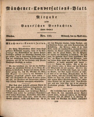 Münchener Conversations-Blatt (Bayer'scher Beobachter) Mittwoch 20. April 1831