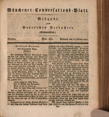Münchener Conversations-Blatt (Bayer'scher Beobachter) Mittwoch 12. Oktober 1831
